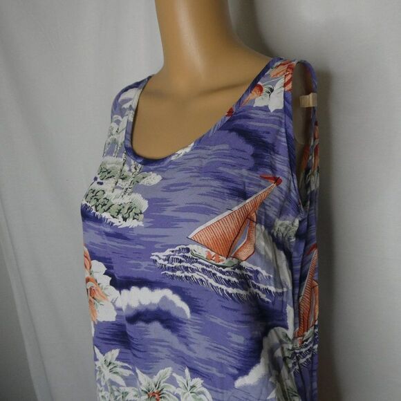 Tommy Bahama Tropical Sailboat Palm Tree Tank Top - Picture 2 of 9